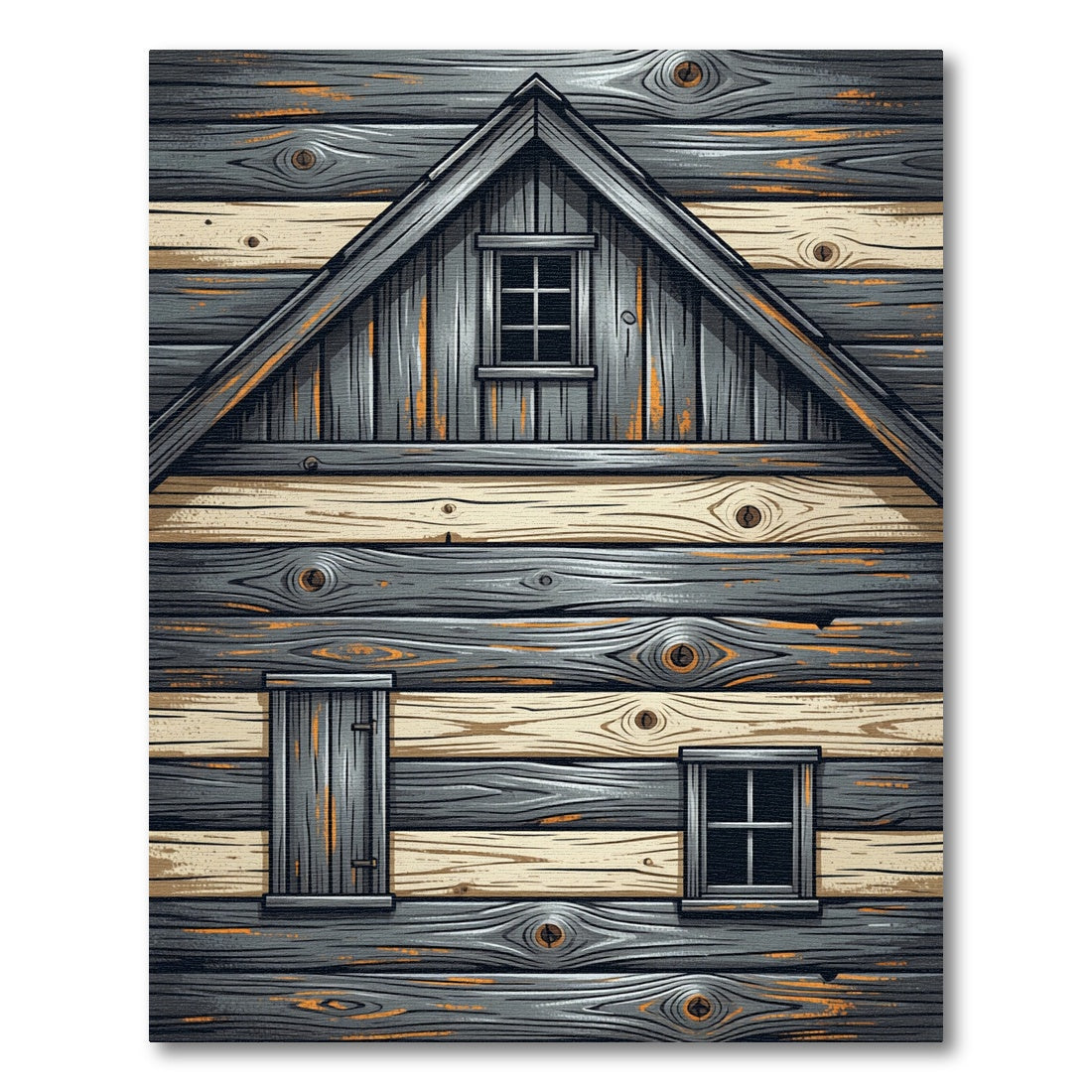 Rustic Wood Grain Textured Cabin Rug