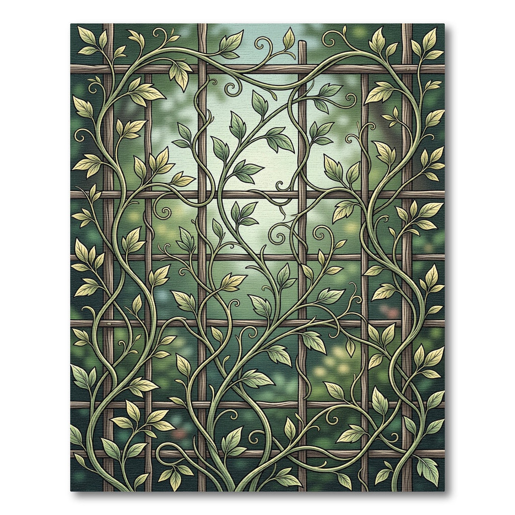 Verdant Botanical Trellis Climbing Vine Rug