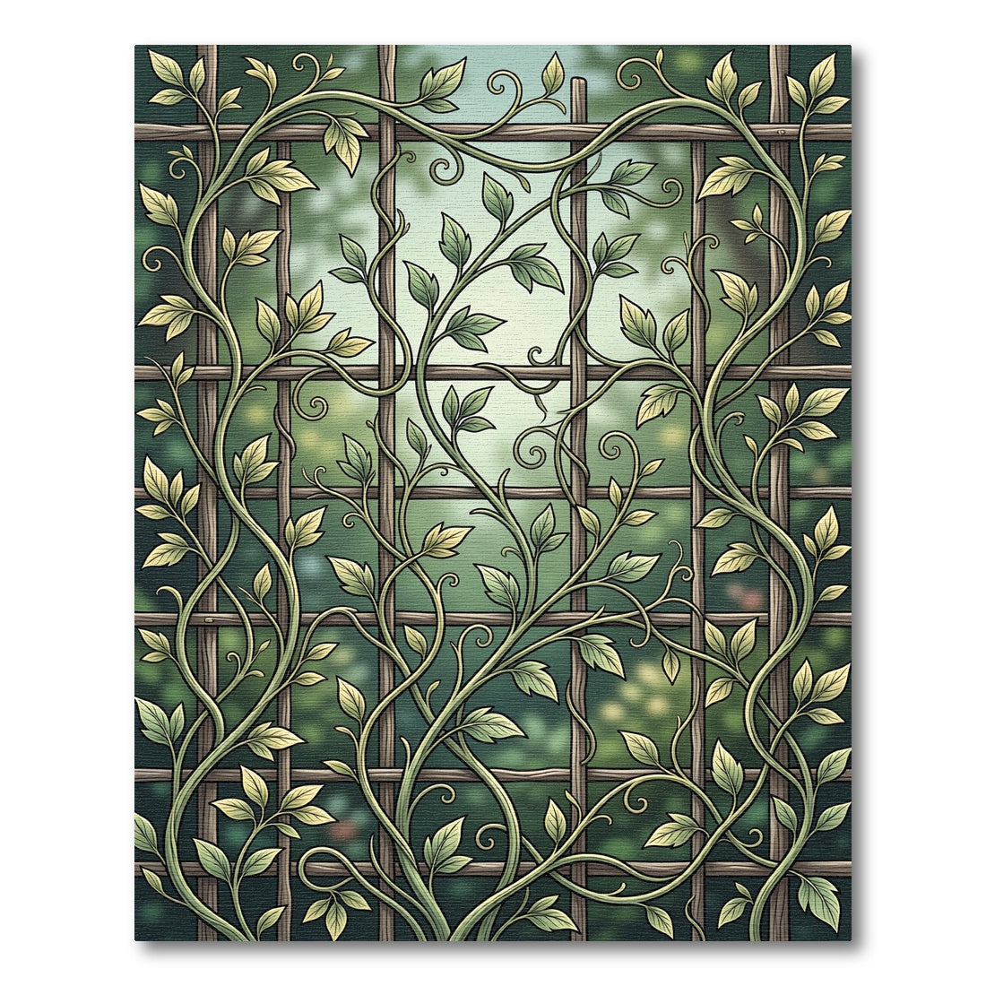 Verdant Botanical Trellis Climbing Vine Rug