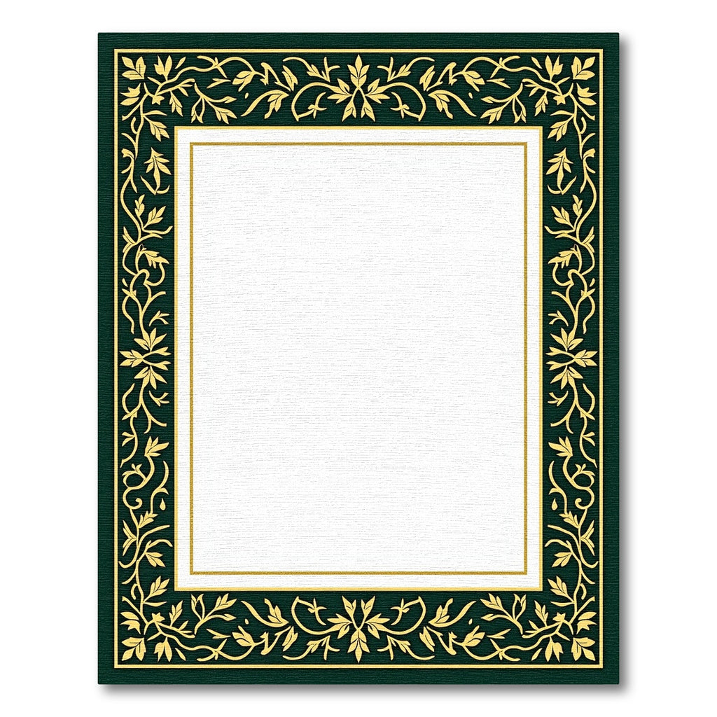 Emerald Green Golden Vine Border Rug