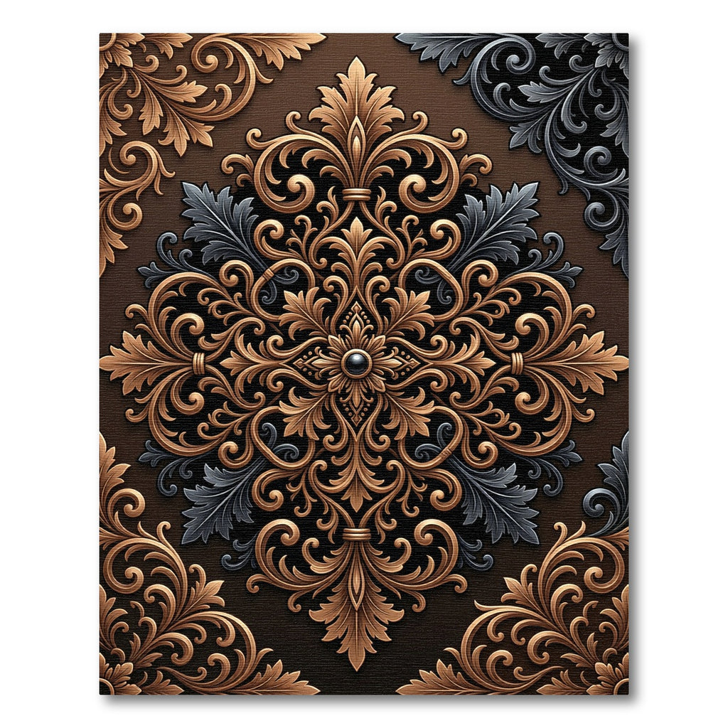 Elegant Ornate Baroque Gold Scroll Rug