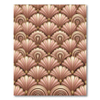 Art Deco Pink Gold Fan Pattern Rug