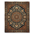 Elegant Amber Floral Medallion Scroll Rug