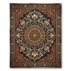 Elegant Amber Floral Medallion Scroll Rug