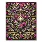Victorian Damask Rose Floral Shield Rug