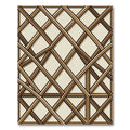 Modern Tan Wood Lattice Grid Rug