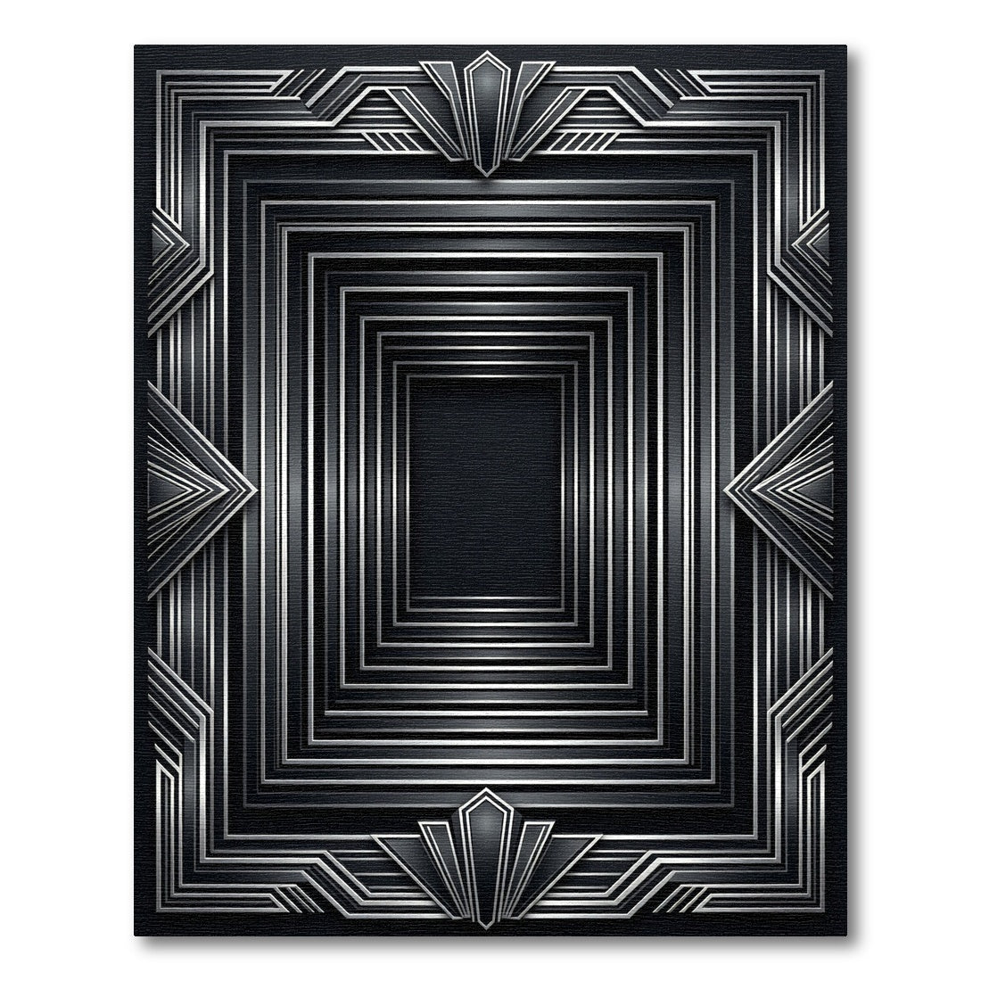 Art Deco Sterling Geometric Frame Rug