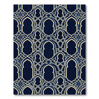 Elegant Navy Arched Geometric Filigree Rug