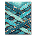 Abstract Blue Intersecting Wood Plank Art Rug