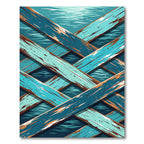 Abstract Blue Intersecting Wood Plank Art Rug