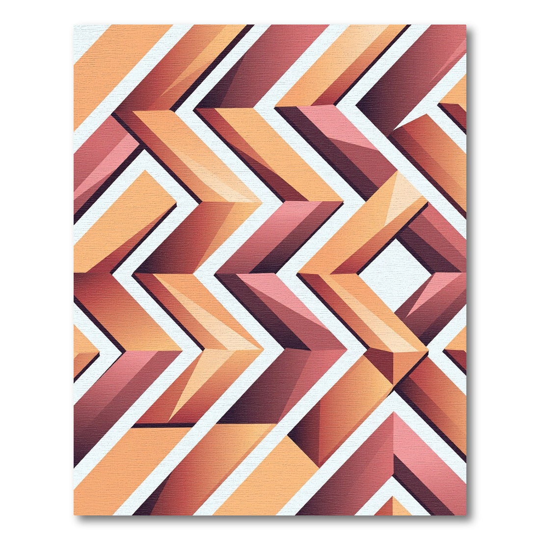 Geometric Terracotta Orange Zigzag Chevron Rug