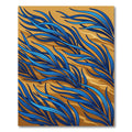Abstract Blue Grass on Ochre Rug