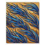 Abstract Blue Grass on Ochre Rug