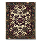 Vintage Dark Crimson Floral Medallion Rug