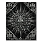 Monochromatic Sunburst Crest Mandala Rug