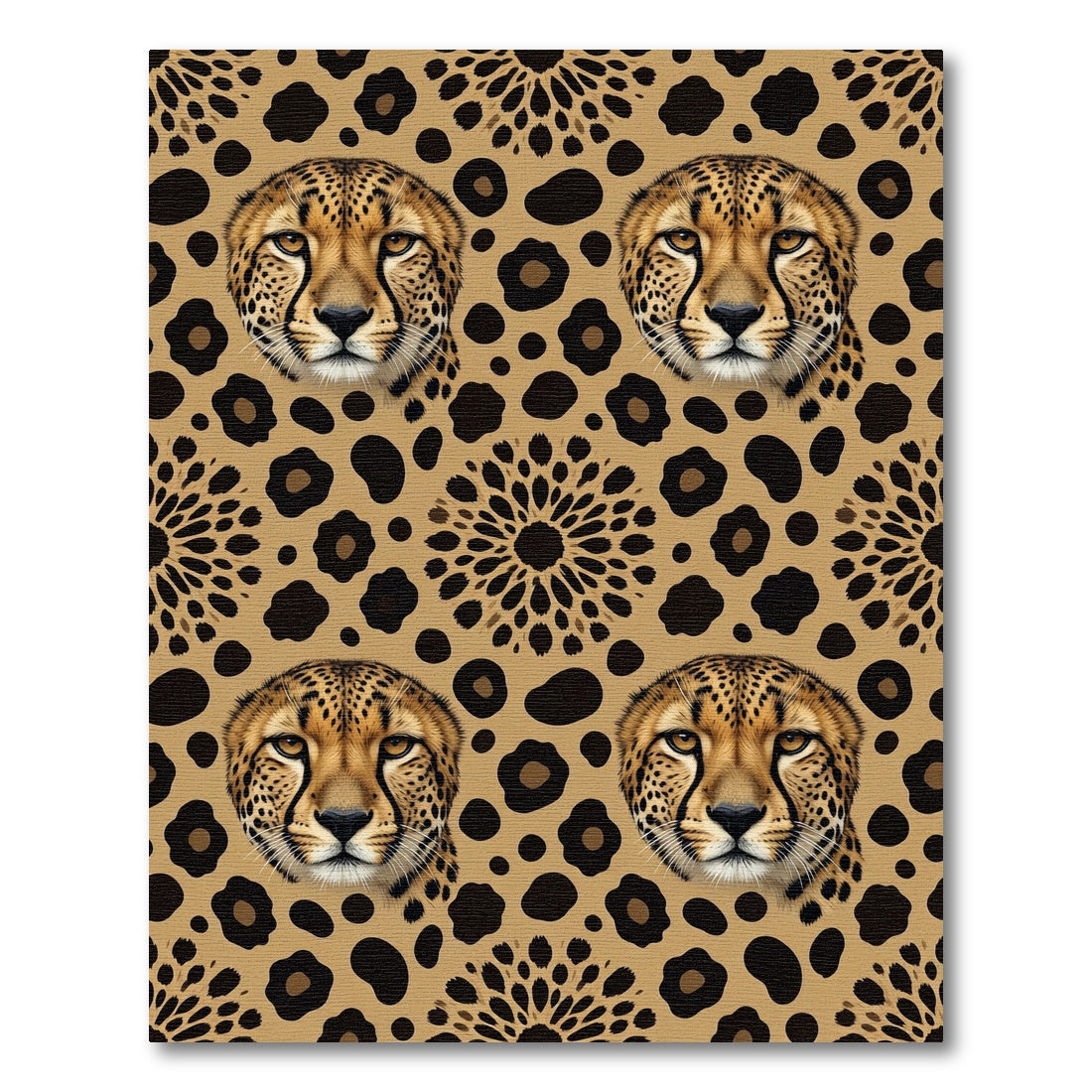 Leopard Head Cheetah Spots Repeat Rug