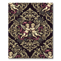 Gothic Cherub Baroque Damask Velvet Gold Rug