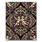 Gothic Cherub Baroque Damask Velvet Gold Rug