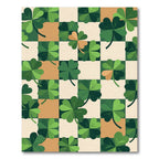 Sage Checkerboard Clover Leaf Meadow Rug