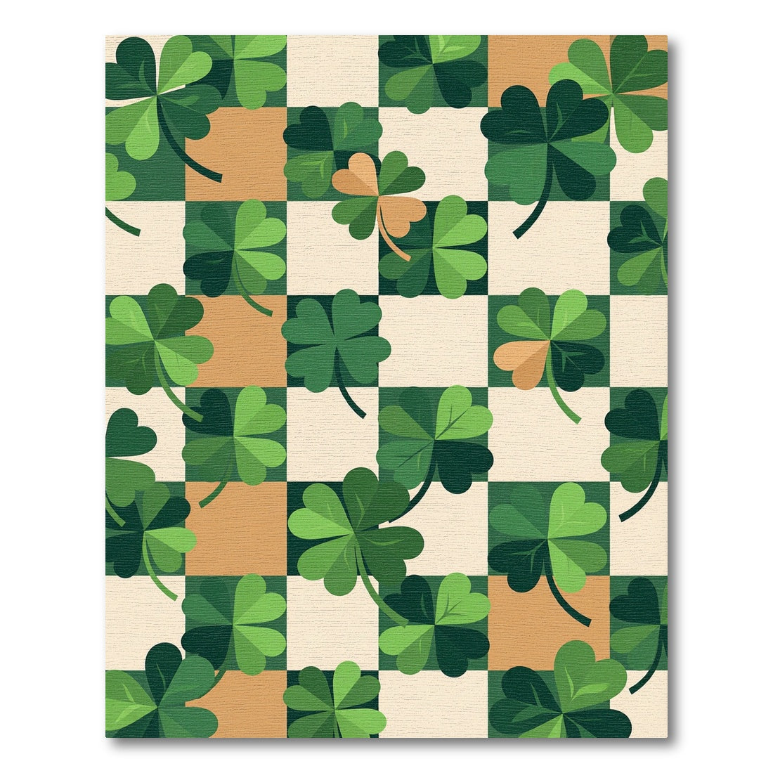 Sage Checkerboard Clover Leaf Meadow Rug