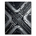 Modern Monochromatic Geometric Intersecting Roadway Rug