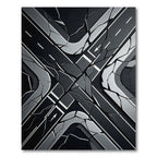 Modern Monochromatic Geometric Intersecting Roadway Rug