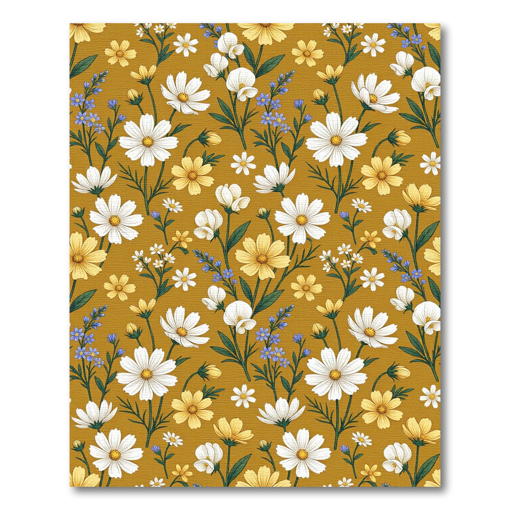 Golden Mustard Wildflower Meadow Floral Rug