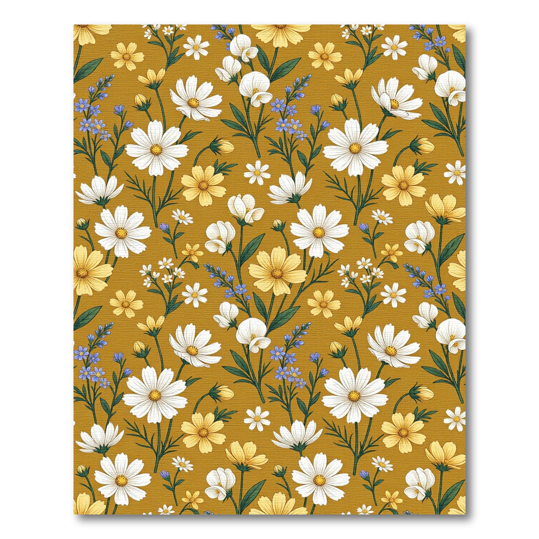 Golden Mustard Wildflower Meadow Floral Rug