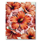 Vibrant Orange Tropical Hibiscus Floral Rug
