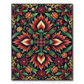 Vibrant Crimson Floral Ornate Symmetry Rug