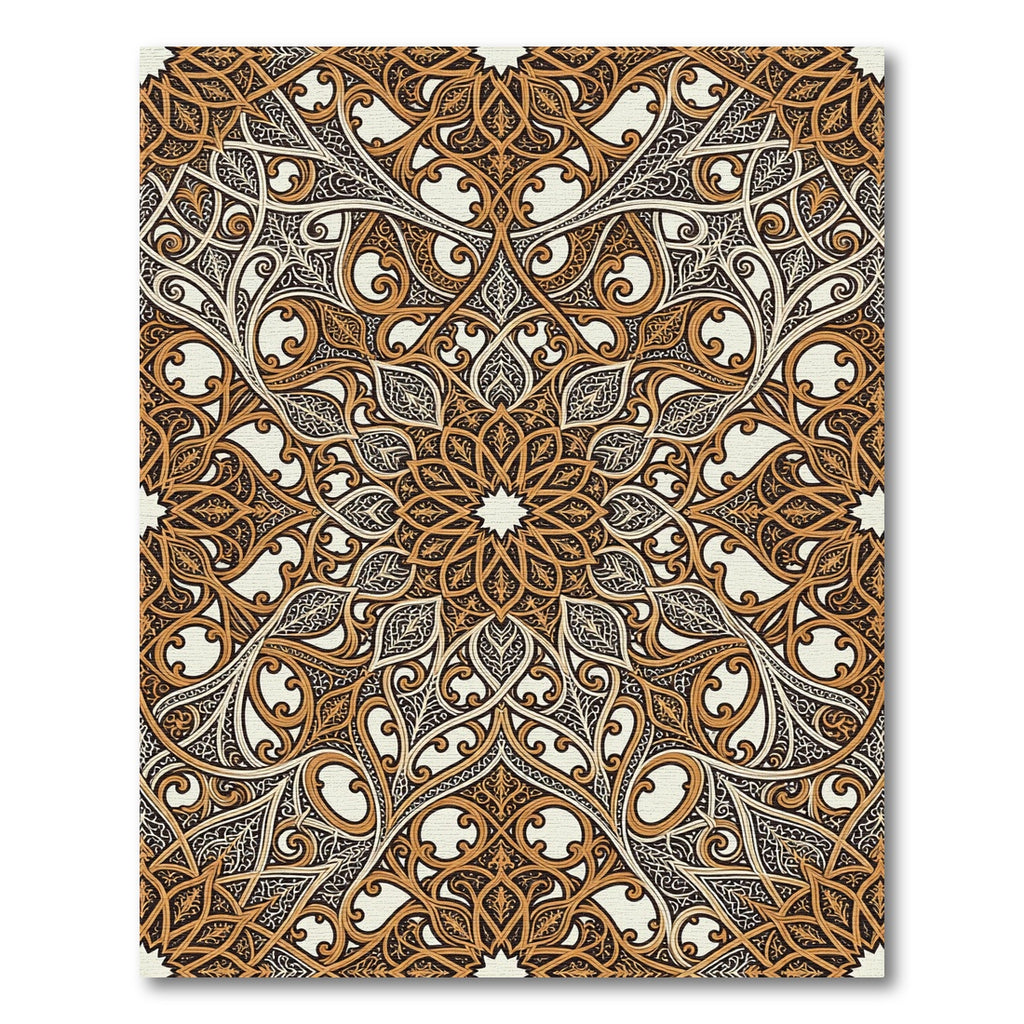 Golden Arabesque Intricate Mandala Rug