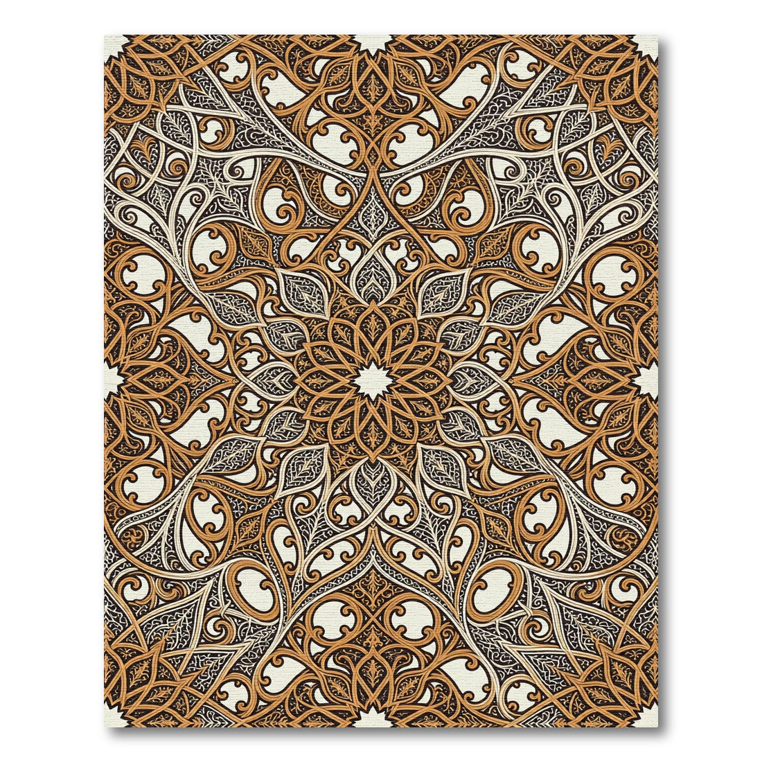 Golden Arabesque Intricate Mandala Rug