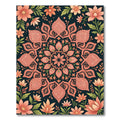 Coral Botanical Paisley Mandala Rug