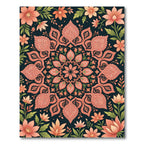 Coral Botanical Paisley Mandala Rug