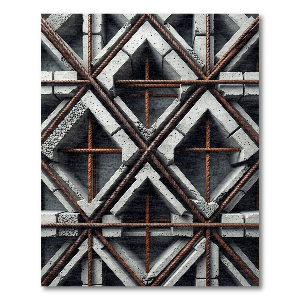 Industrial Steel Grey Geometric Iron Lattice Rug