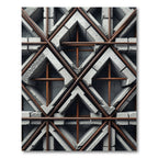 Industrial Steel Grey Geometric Iron Lattice Rug