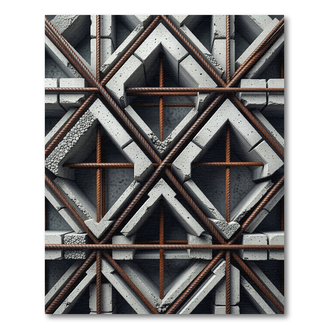 Industrial Steel Grey Geometric Iron Lattice Rug