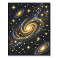 Golden Celestial Galaxy Starry Night Rug