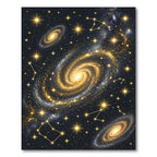Golden Celestial Galaxy Starry Night Rug