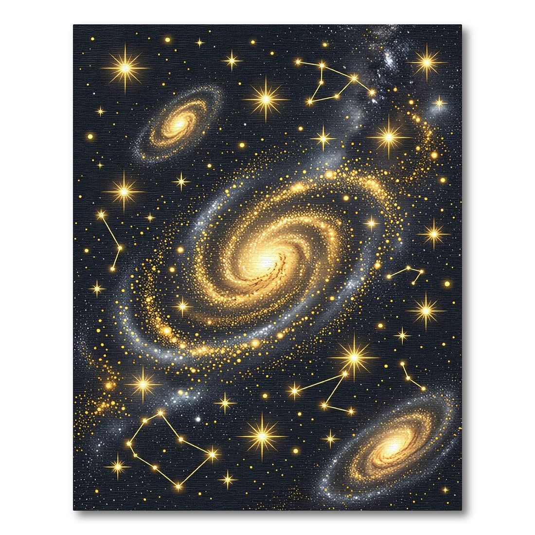Golden Celestial Galaxy Starry Night Rug