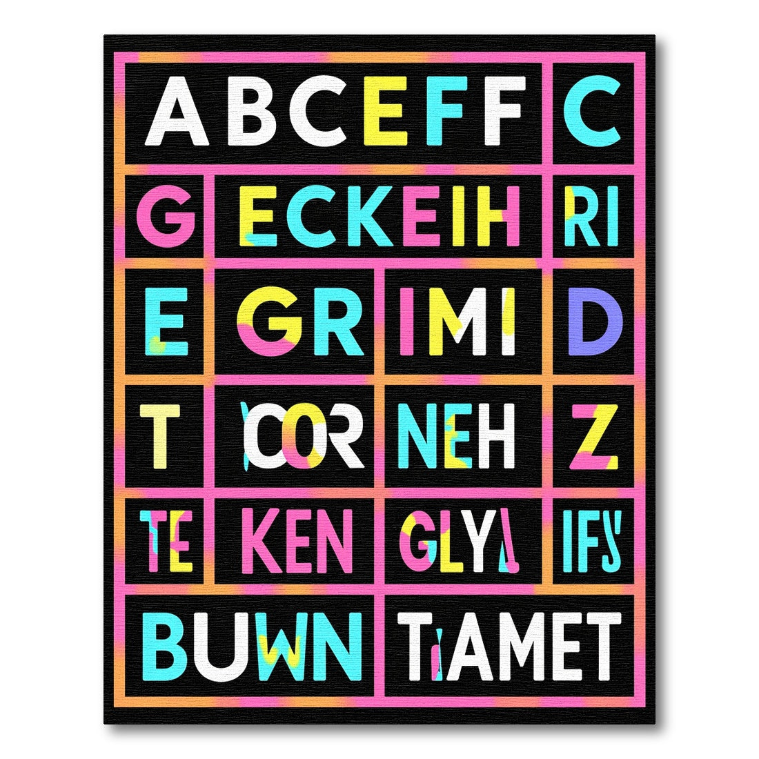 Retro Alphabet Grid Splash Rug