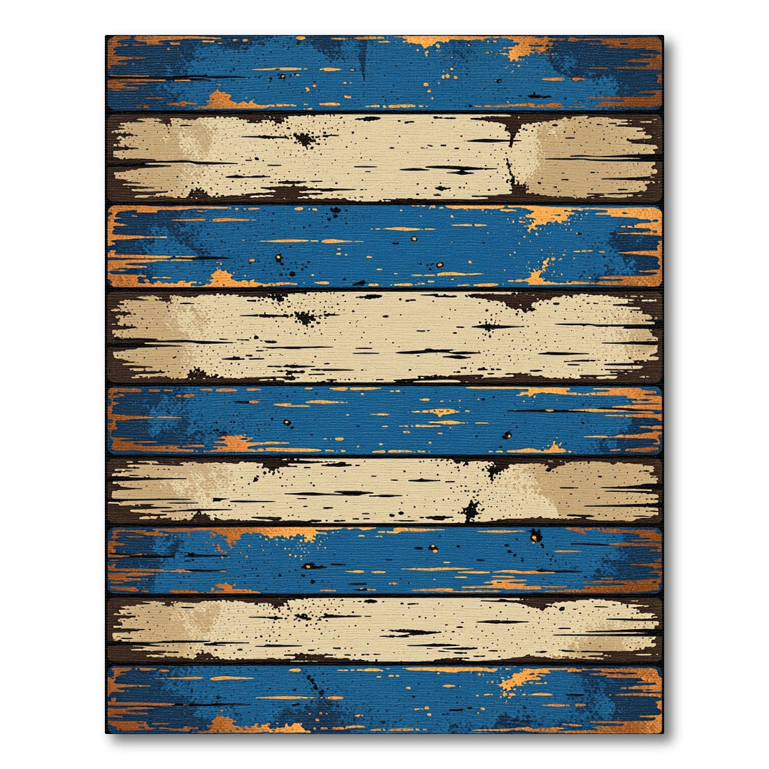Rustic Blue and Tan Striped Plank Rug