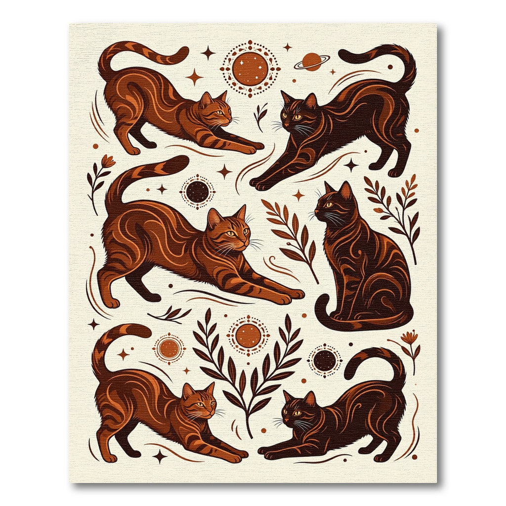 Brown Tabby Cats Celestial Garland Rug