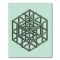 Green Geometric Illusion Cube Rug