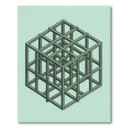 Green Geometric Illusion Cube Rug