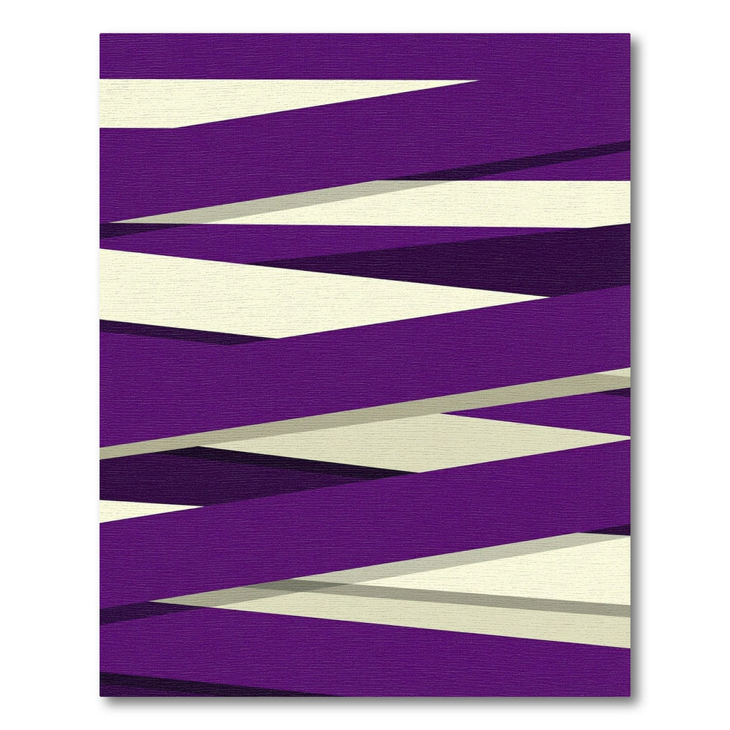 Deep Purple Cream Intersecting Stripes Rug
