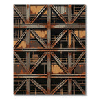 Industrial Rusty Metal Geometric Frame Rug