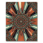Radiant Copper Teal Sunburst Mandala Rug