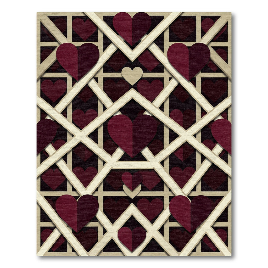 Crimson Heart Lattice Overlay Rug