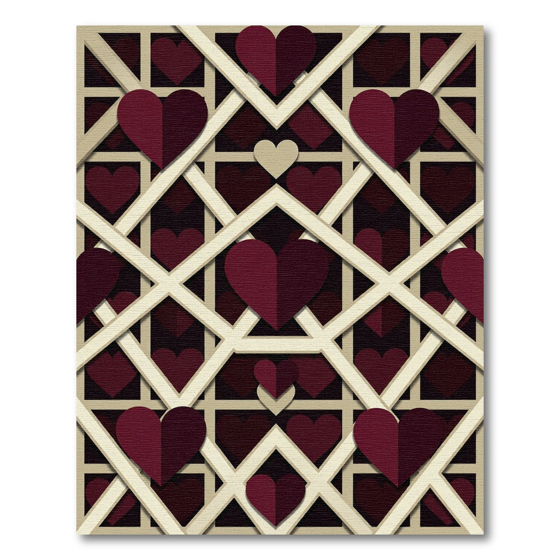 Crimson Heart Lattice Overlay Rug